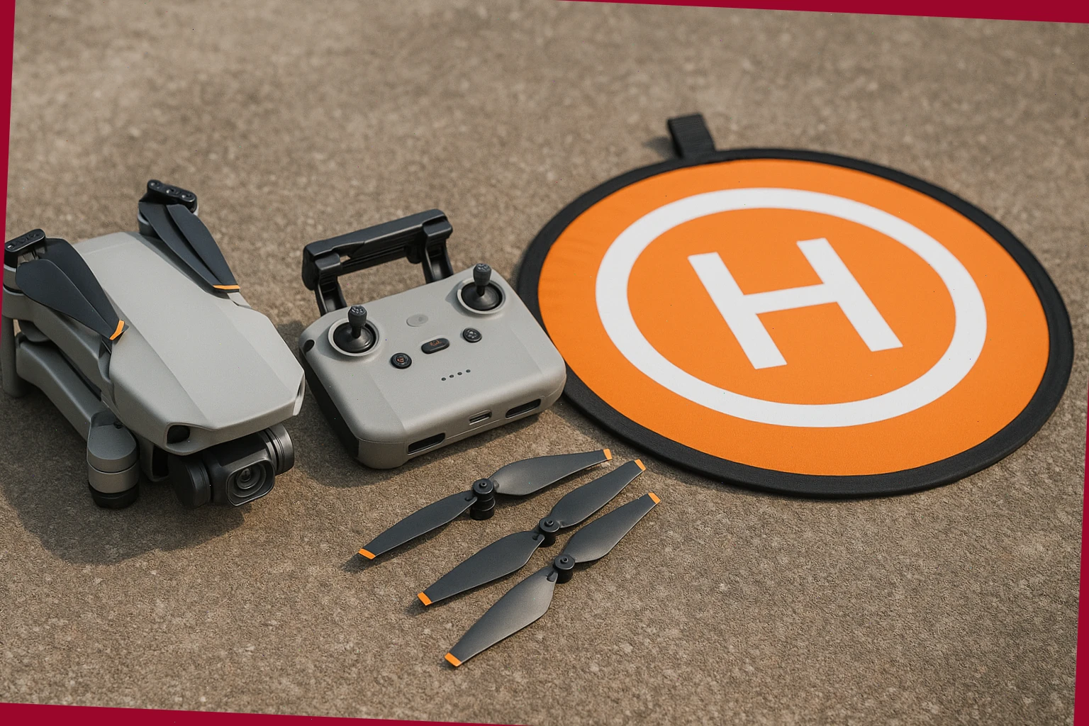 Drone with 4K camera, foldable controller, and folding landing pad